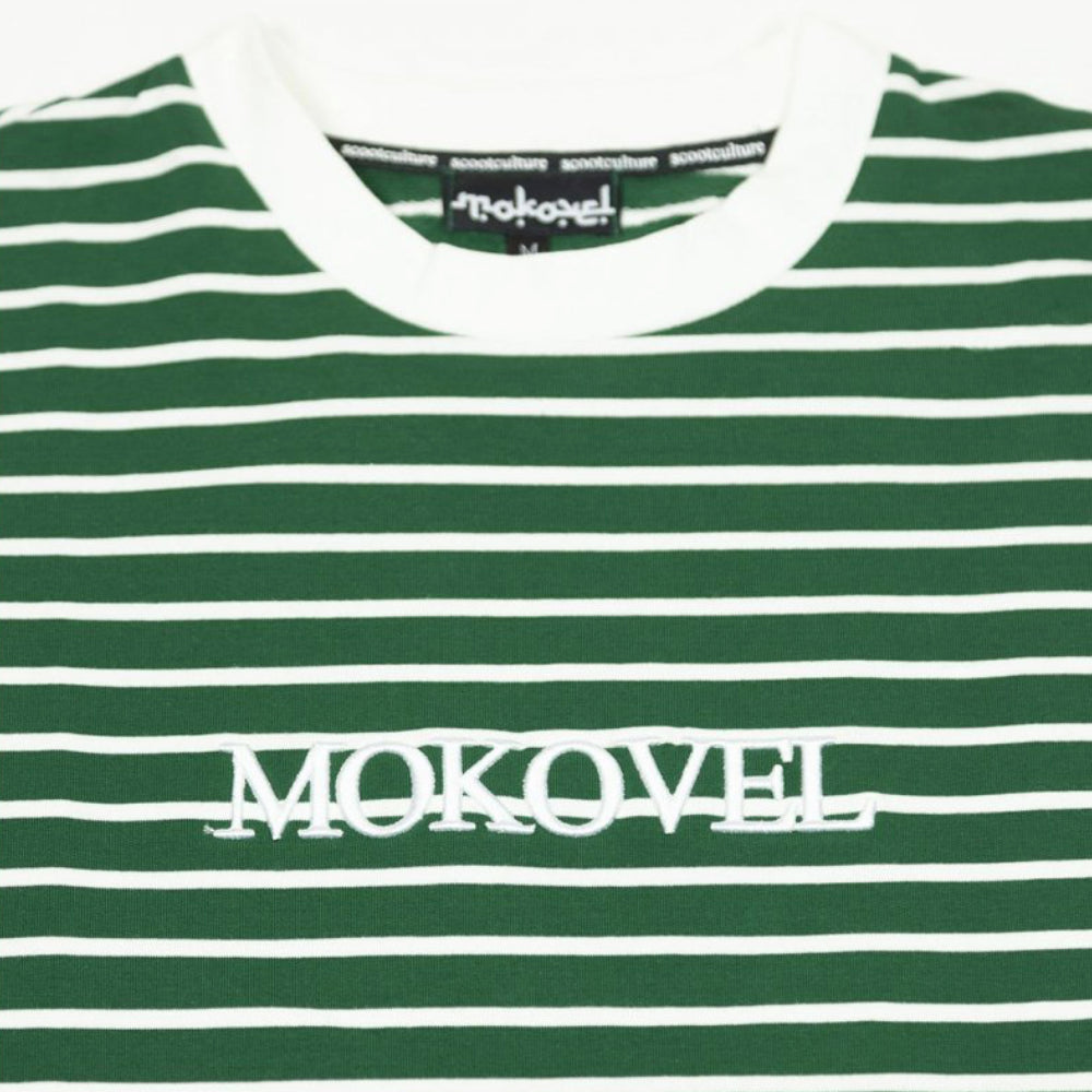 Mokovel T-Shirt Green Stripes Front Logo