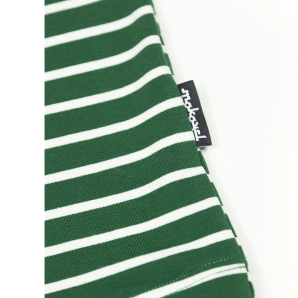 Mokovel T-Shirt Green Stripes Woven Label