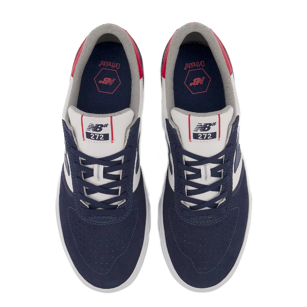New Balance Numeric 272 White Navy Shoes Top View Ortholite Insole