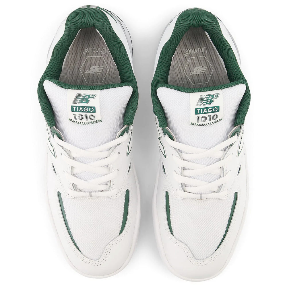 New Balance Numeric Tiago Lemos 1010 White Green Shoes Top View With Ortholite Insole