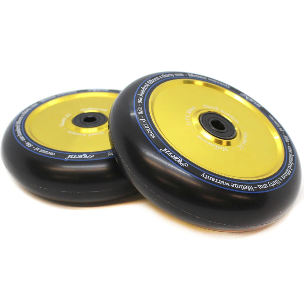 North Scooter Vacant XL Black PU 115mm x 30mm Freestyle Scooter Wheels Gold
