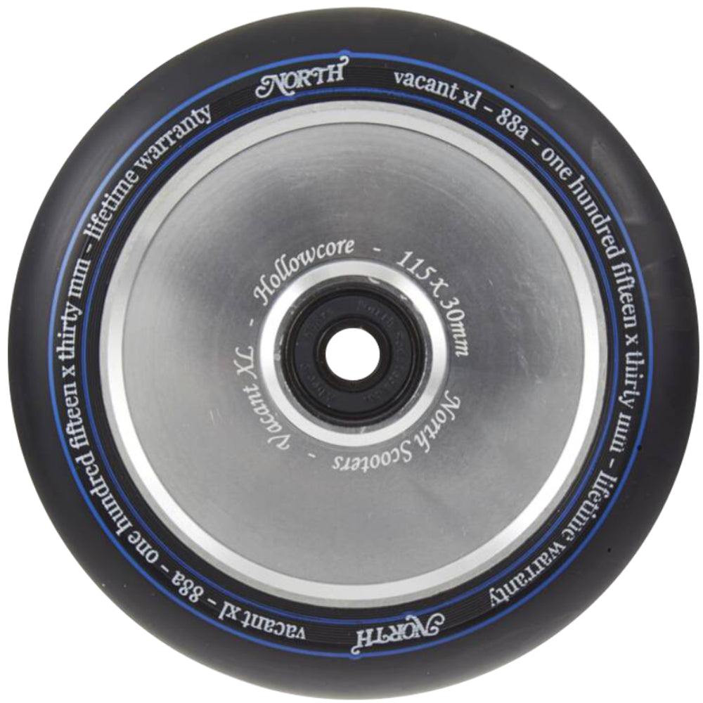 North Scooter Vacant XL Black PU 115mm x 30mm Freestyle Scooter Wheels Silver
