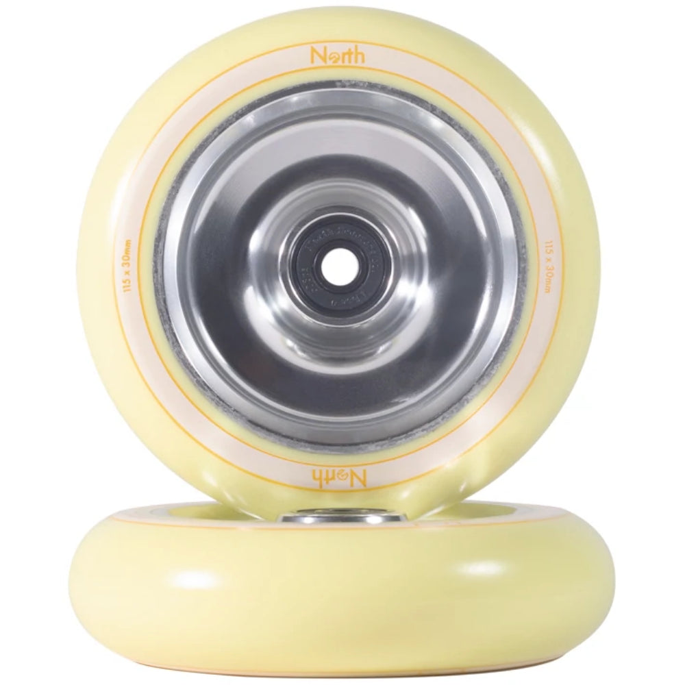 North Scooters Fullcore Cream PU 115x30mm Freestyle Scooter Wheels Silver