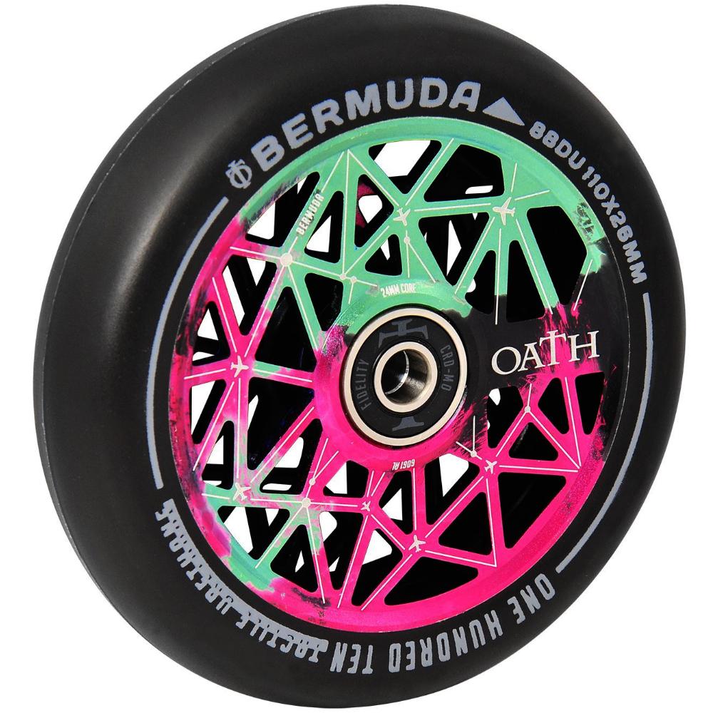 Oath Bermuda 110mm (PAIR) - Scooter Wheels Green Pink Black Angle