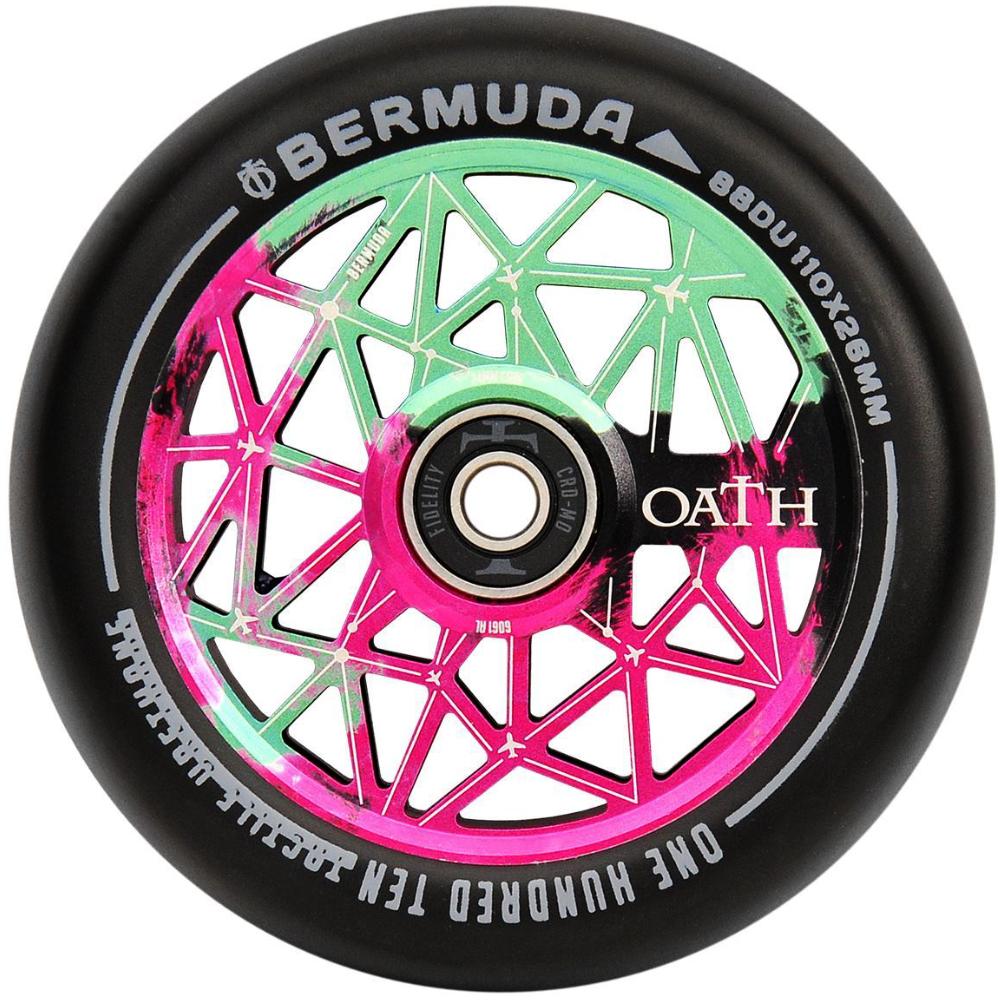 Oath Bermuda 110mm (PAIR) - Scooter Wheels Green Pink Black Front