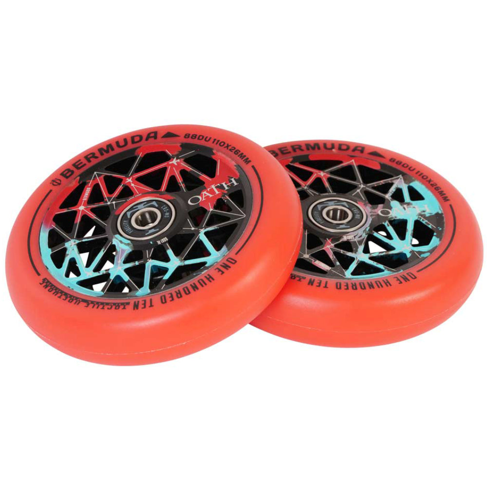 Oath Bermuda 110x26mm Tri-Color - Scooter Wheels Black Teal Red Pair