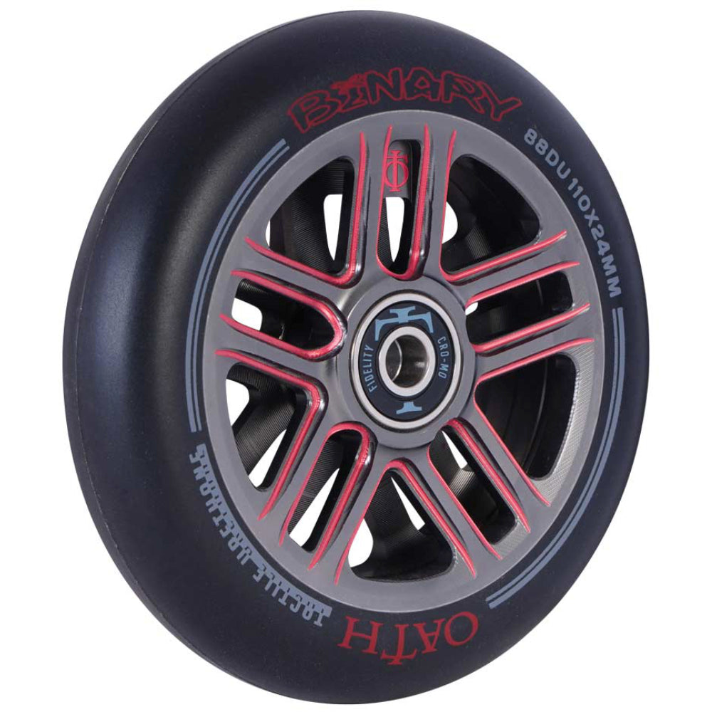 Oath Binary 110x24mm Scooter Wheels Titanium Red Angle