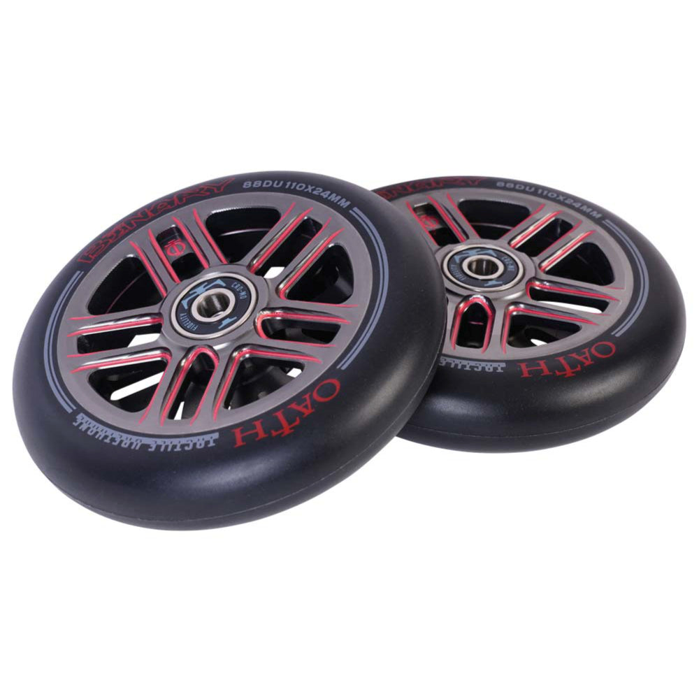 Oath Binary 110x24mm Scooter Wheels Titanium Red Pair