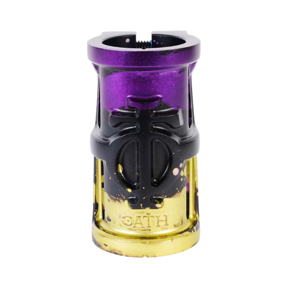 Oath Cage SCS V2 Tri-Color - Scooter Clamp Black Purple Yellow Front