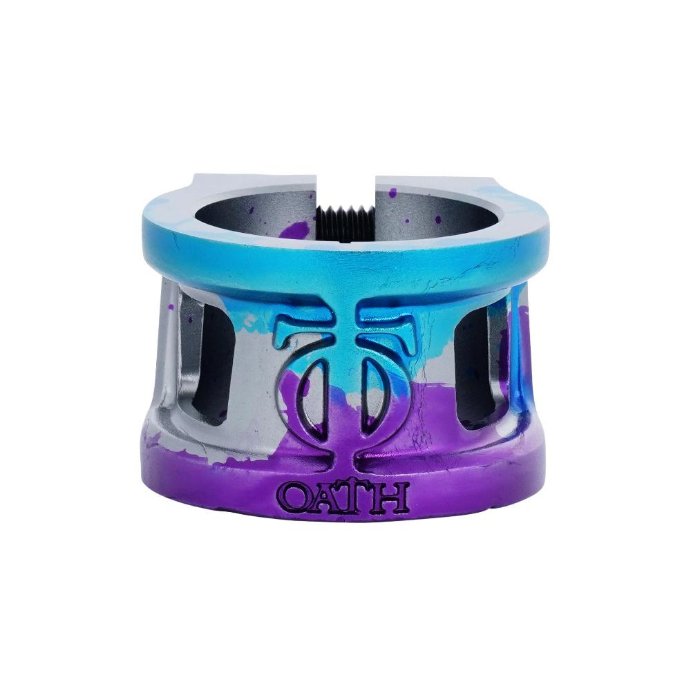 Oath Cage V2 Double - Scooter Clamp Blue Purple Titanium Front