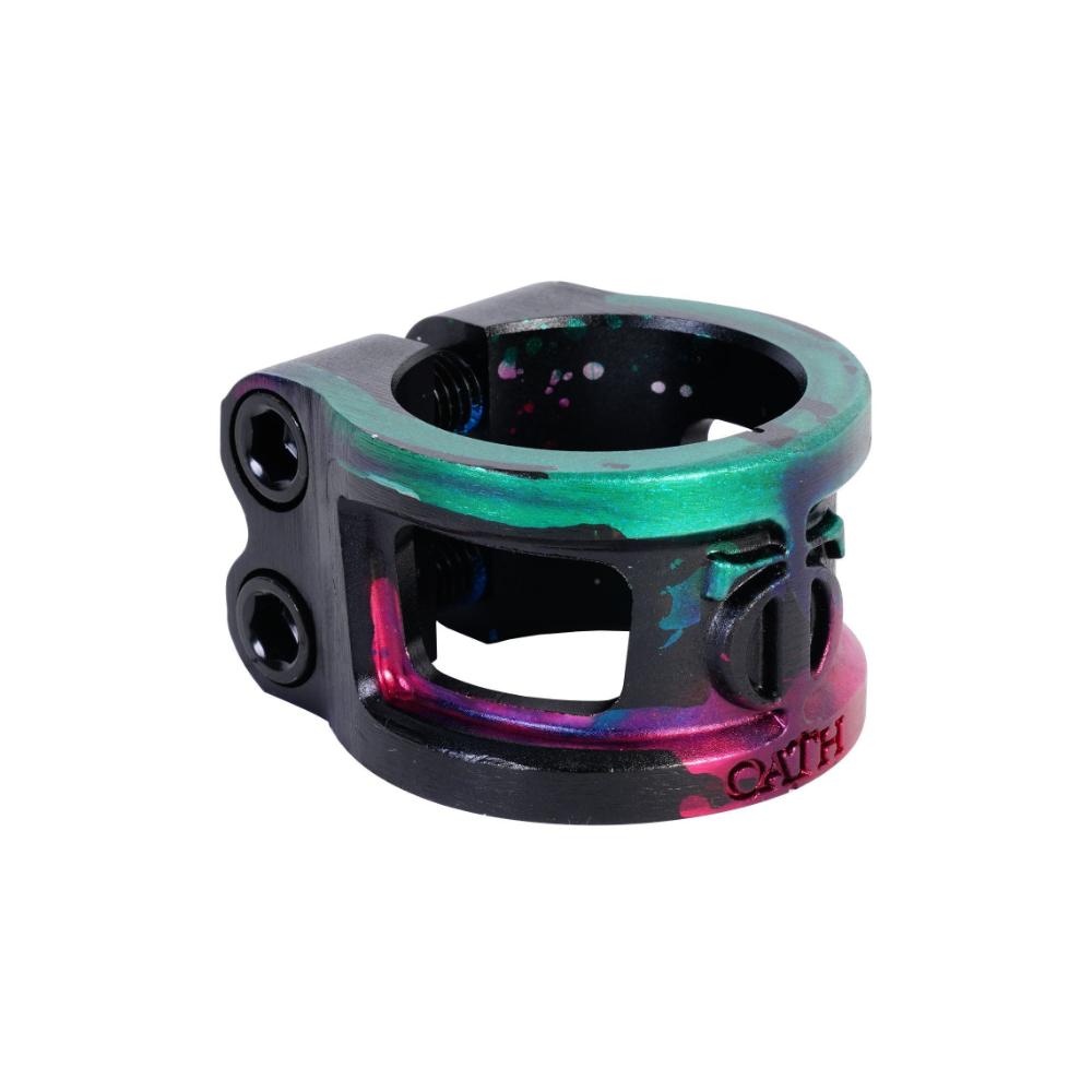Oath Cage V2 Double - Scooter Clamp Green Pink Black Angle