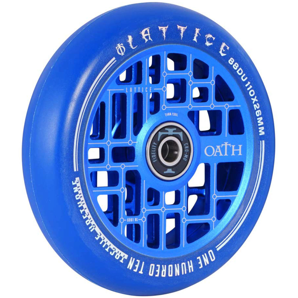 Oath Lattice 110x26mm Scooter Wheels Blue Angle