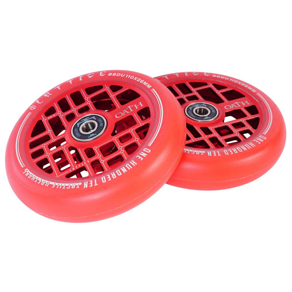 Oath Lattice 110x26mm Scooter Wheels Red Pair