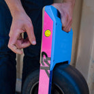 Onewheel XR Charger Plug - Onewheel Accessory Fluorescent Yellow with Fuschia Rail guards and hot blue bumper