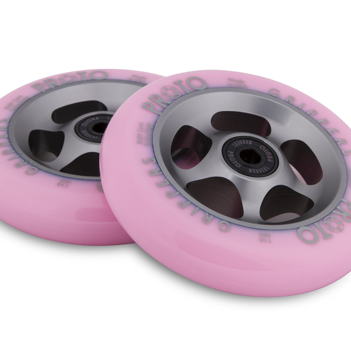 Proto Faded Grippers Pastel Pink / Ghost Grey, Scooter Wheels, Pair