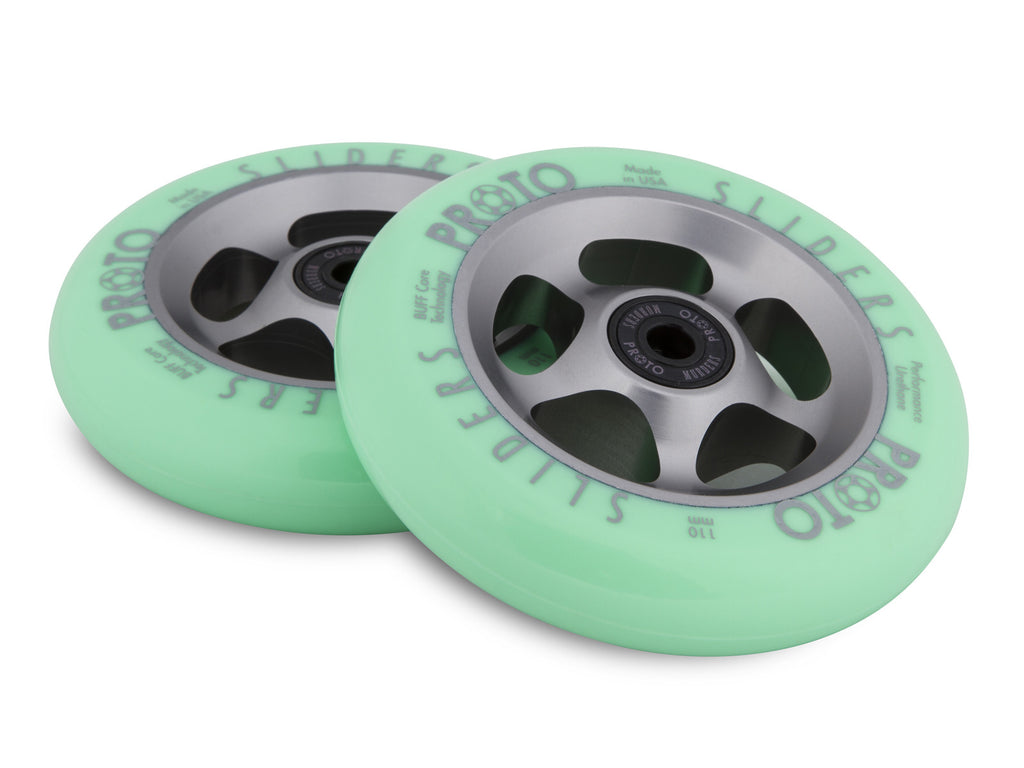 Proto Faded Sliders Pastel Green / Ghost Grey, Scooter Wheels, Pair