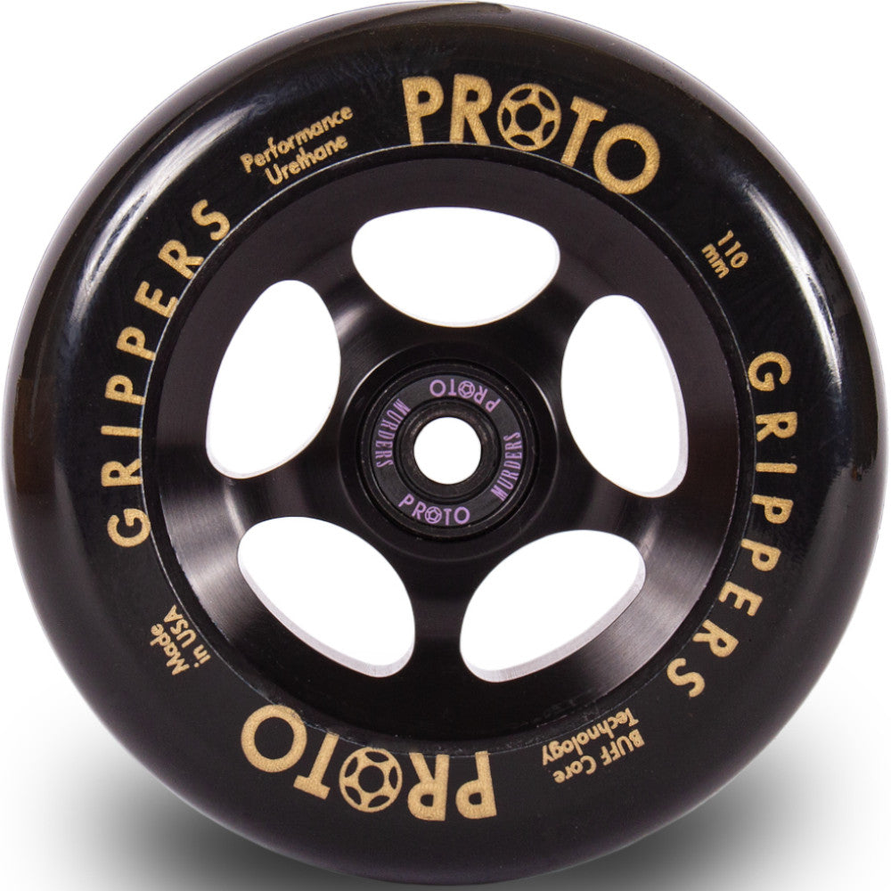 Proto Grippers 110mm Black On Black (PAIR) - Scooter Wheels Made in USA