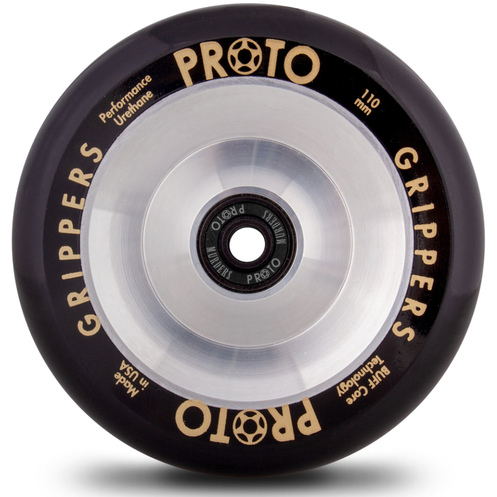 Proto Grippers Full Core Black Silver Freestyle Scooter Wheel
