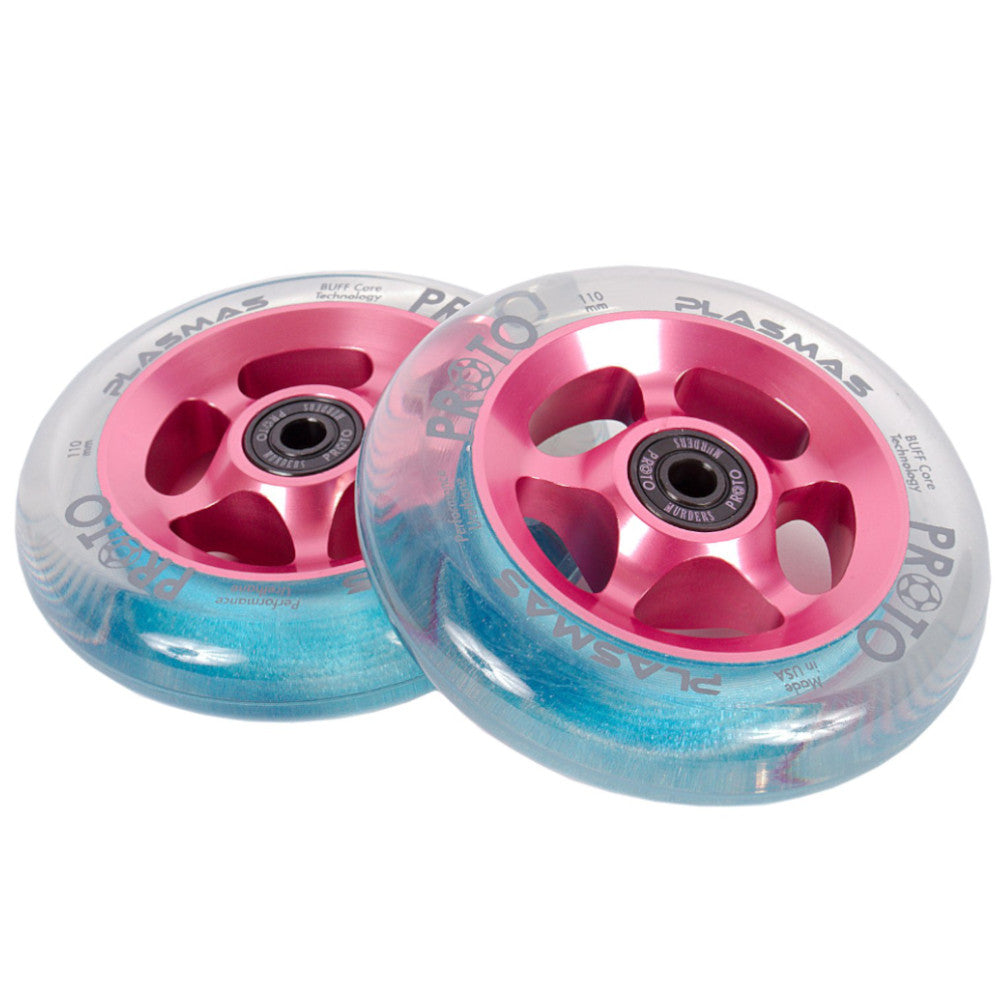 Proto Plasma Neon Pink 110mm (PAIR) - Scooter Wheels Buff Core Technology Made In USA
