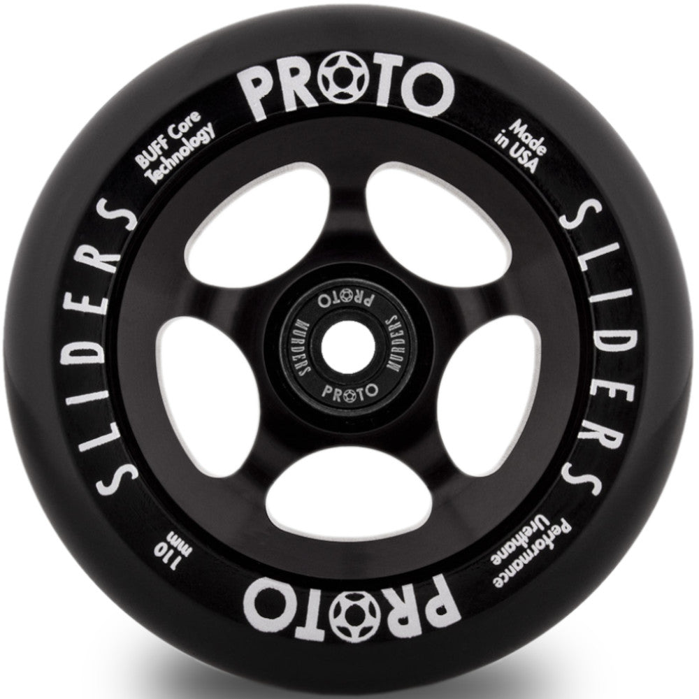 Proto Sliders 110mm Black (PAIR) - Scooter Wheels Close Up