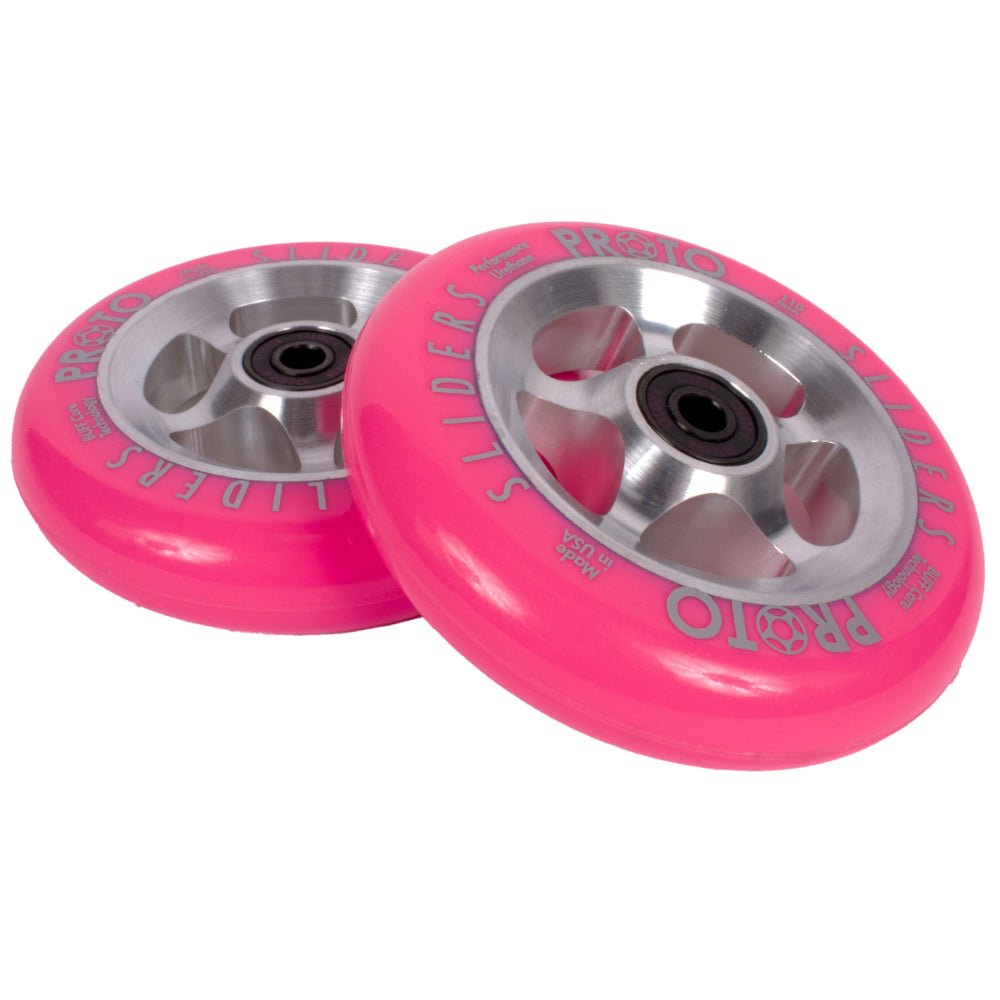 Proto StarBright Sliders Neon Pink 110mm Freestyle Scooter Wheels Pair