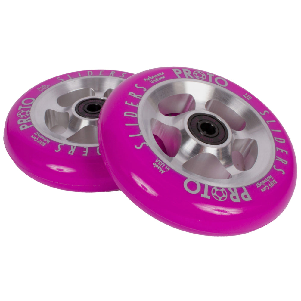 Proto StarBright Sliders Neon Purple 110mm Freestyle Scooter Wheels Pair