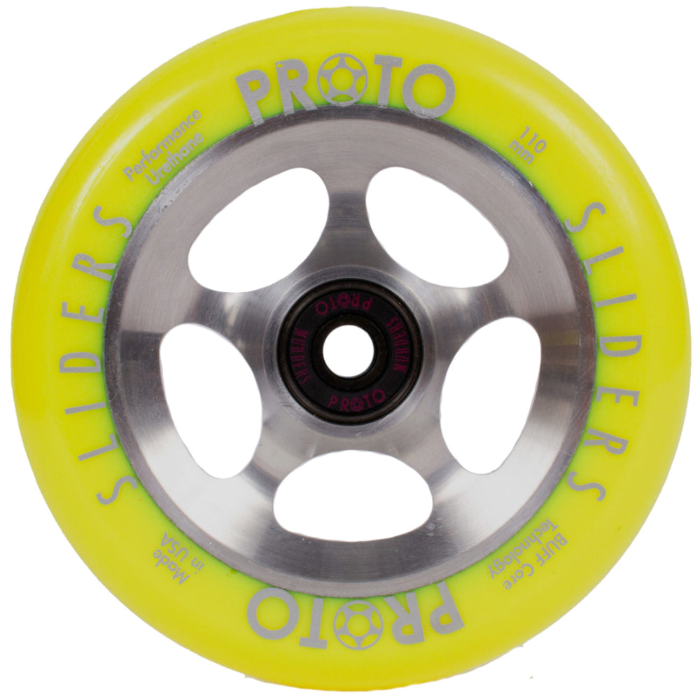 Proto StarBright Sliders Neon Yellow 110mm Freestyle Scooter Wheels