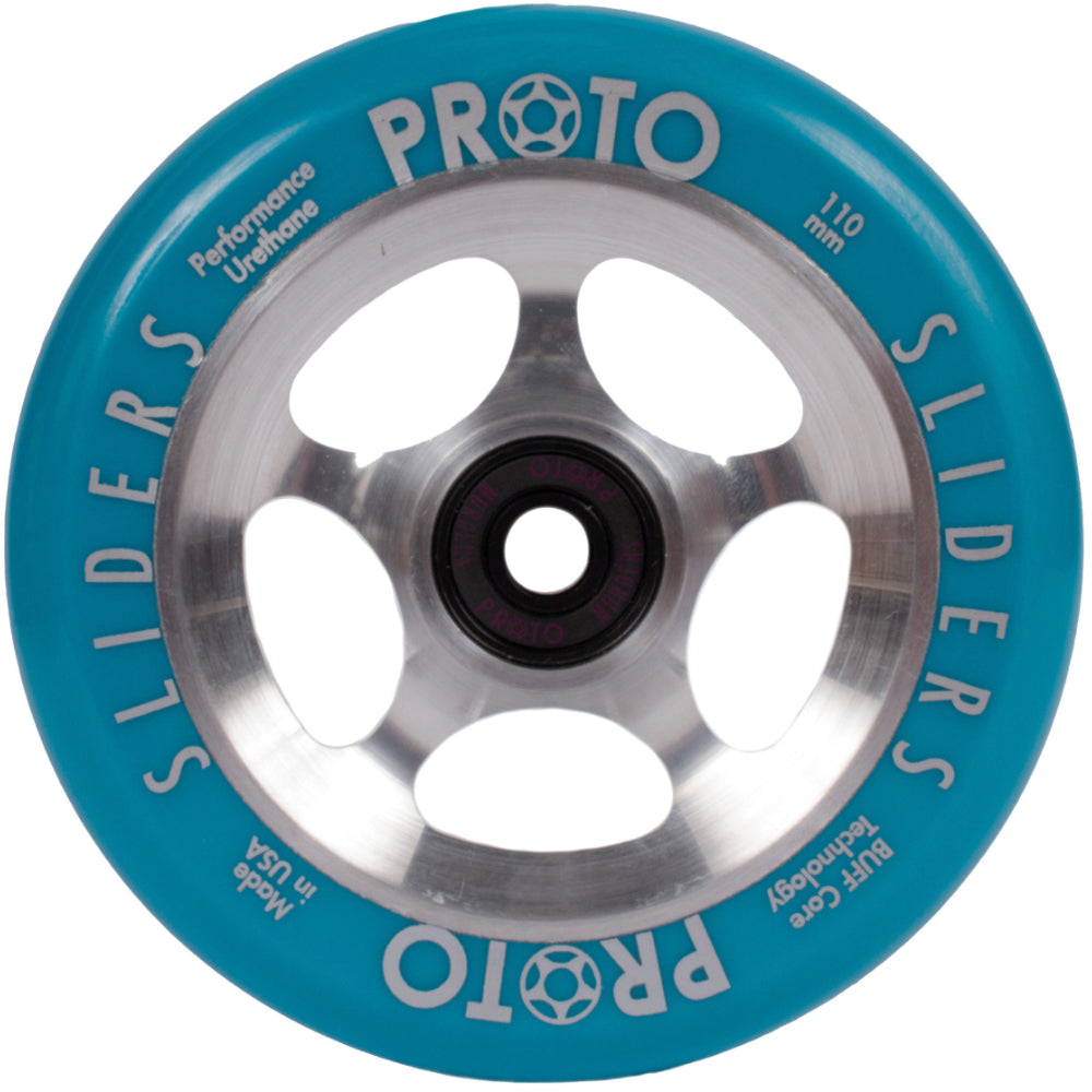 Proto StarBrights Sliders Neon Blue Raw Core 110mm Freestyle Scooter Wheels