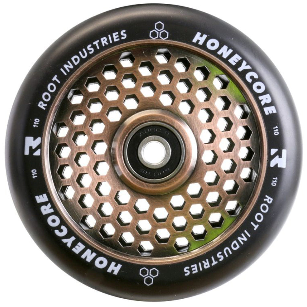 Root Industries Honeycore 110mm Black PU Freestyle Scooter Wheel Coppertone 