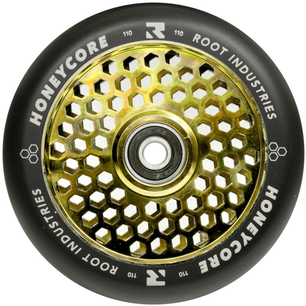 Root Industries Honeycore 110mm Black PU Freestyle Scooter Wheel Gold Rush