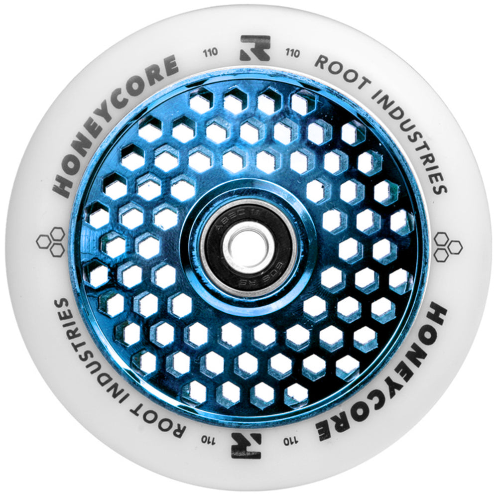 Root Industries Honeycore 110mm White PU Freestyle Scooter Wheel Sky Blue