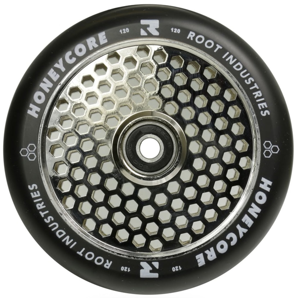 Root Industries Honeycore 120mm Black Urethane (PAIR) - Scooter Wheels Mirror Chrome