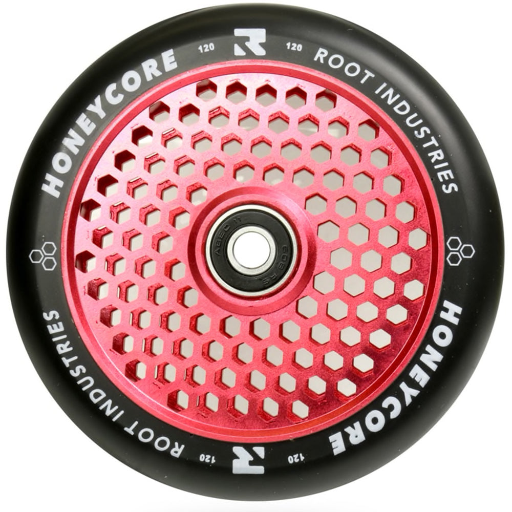 Root Industries Honeycore 120mm Black Urethane (PAIR) - Scooter Wheels Red
