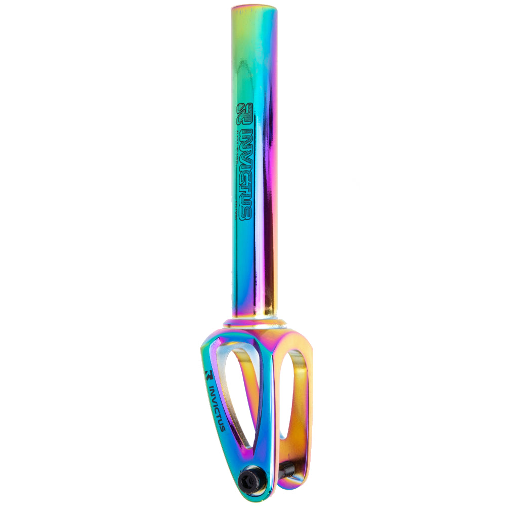 Root Industries Invictus V2 IHC Scooter Fork Rocket Fuel Neo Chrome Oilslick