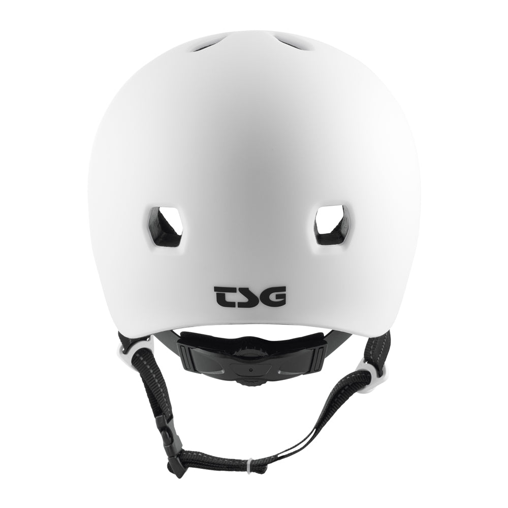 TSG The Meta Solid Color Satin White (CERTIFIED) - Helmet Back View