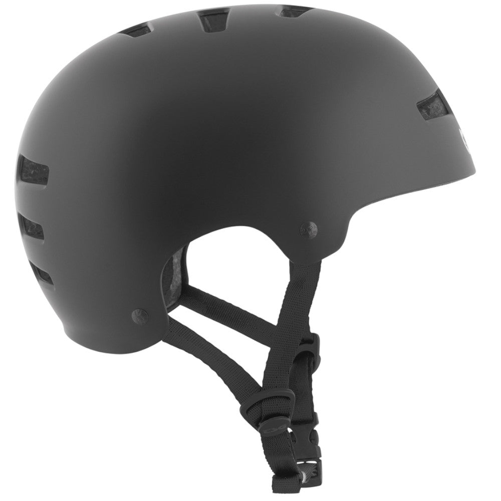 TSG Evolution Solid Color Satin Black (CERTIFIED) - Helmet Side Close Up