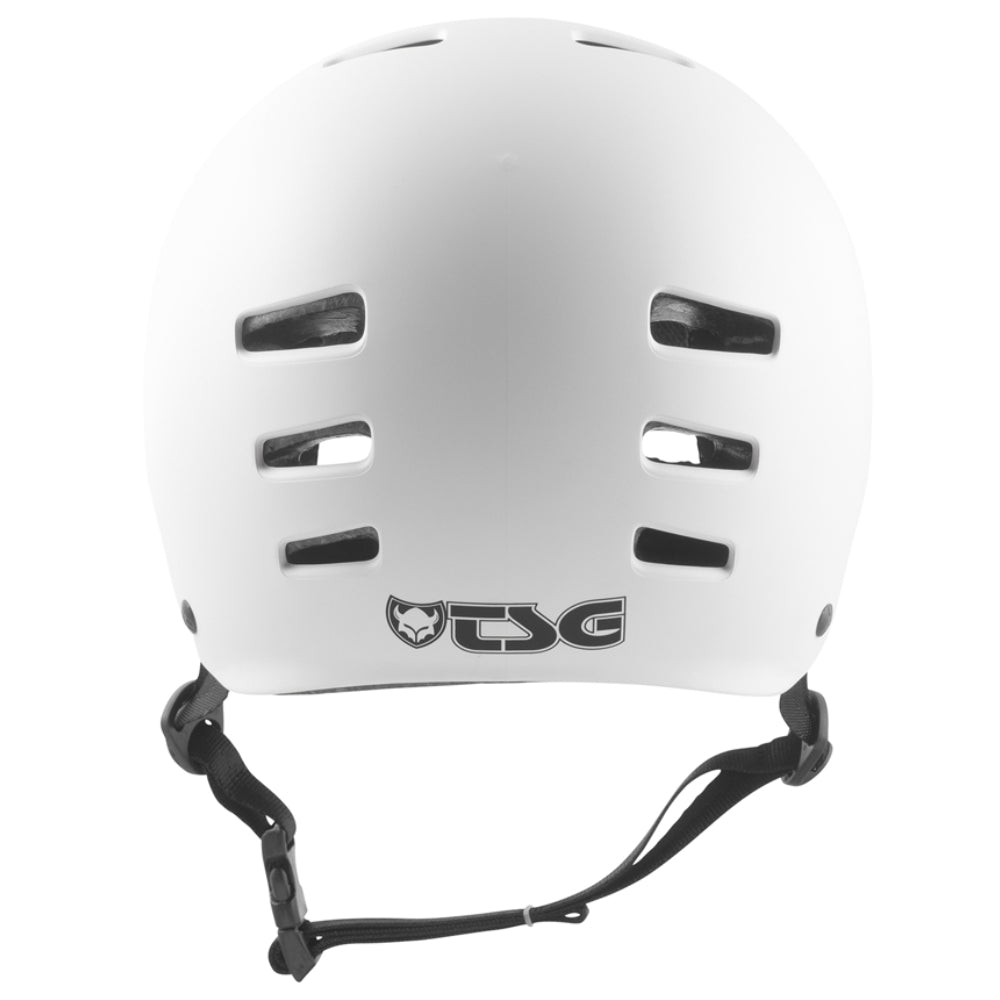 TSG Evolution Youth Solid Color Satin White Certified Helmet Back