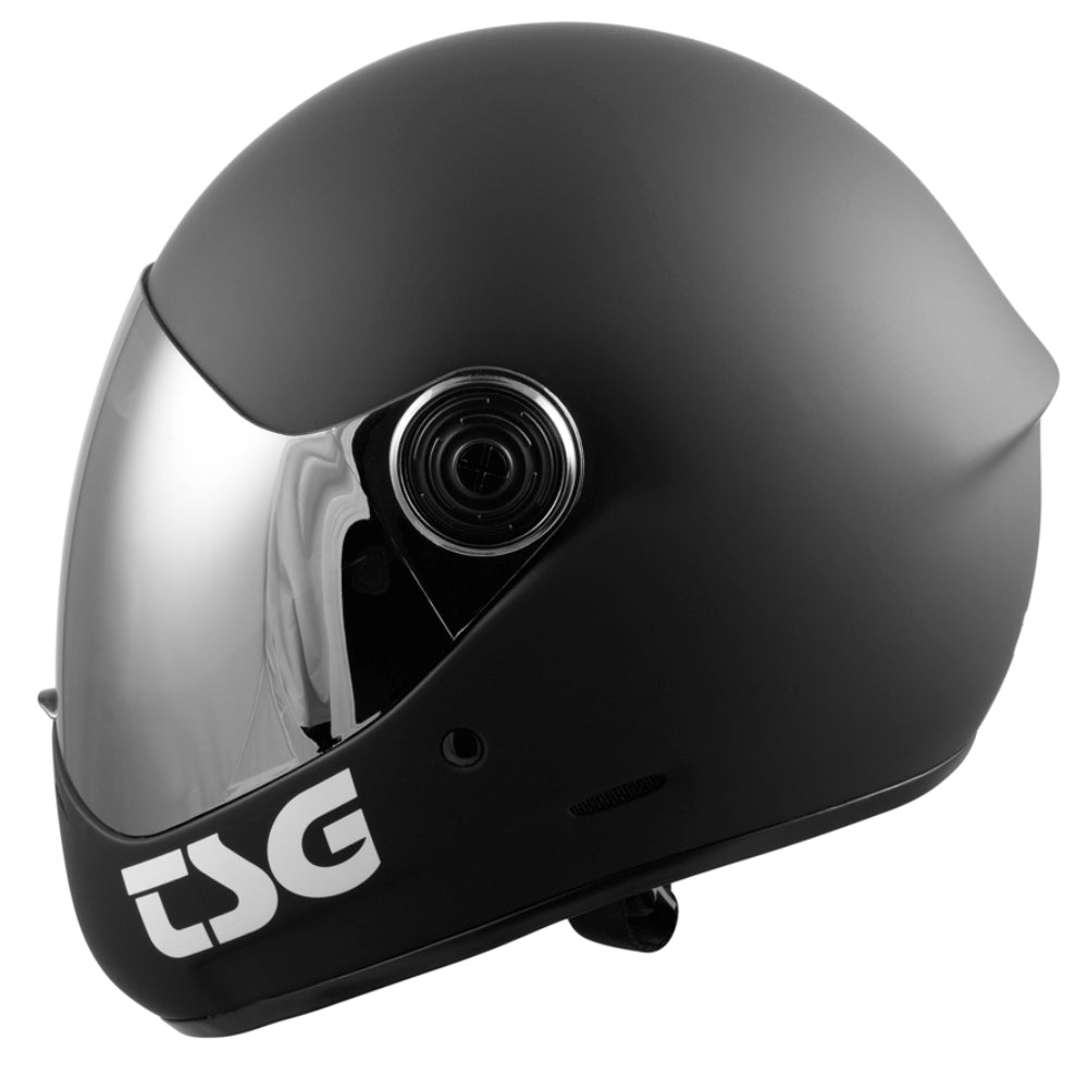 TSG Pass Pro Solid Color Matt Black + Bonus Visor FullFace Helmet Left Side