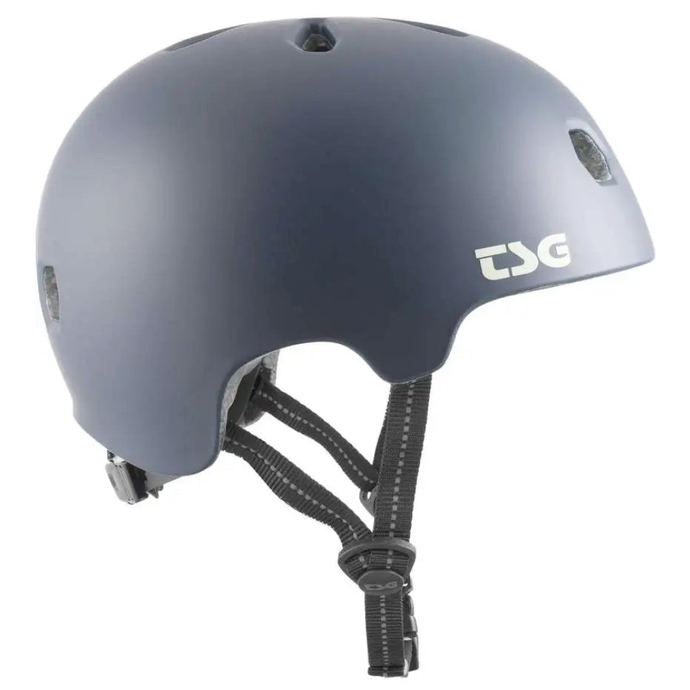 TSG The Meta Solid Color Satin Paynes Grey (CERTIFIED) - Helmet Right Logo