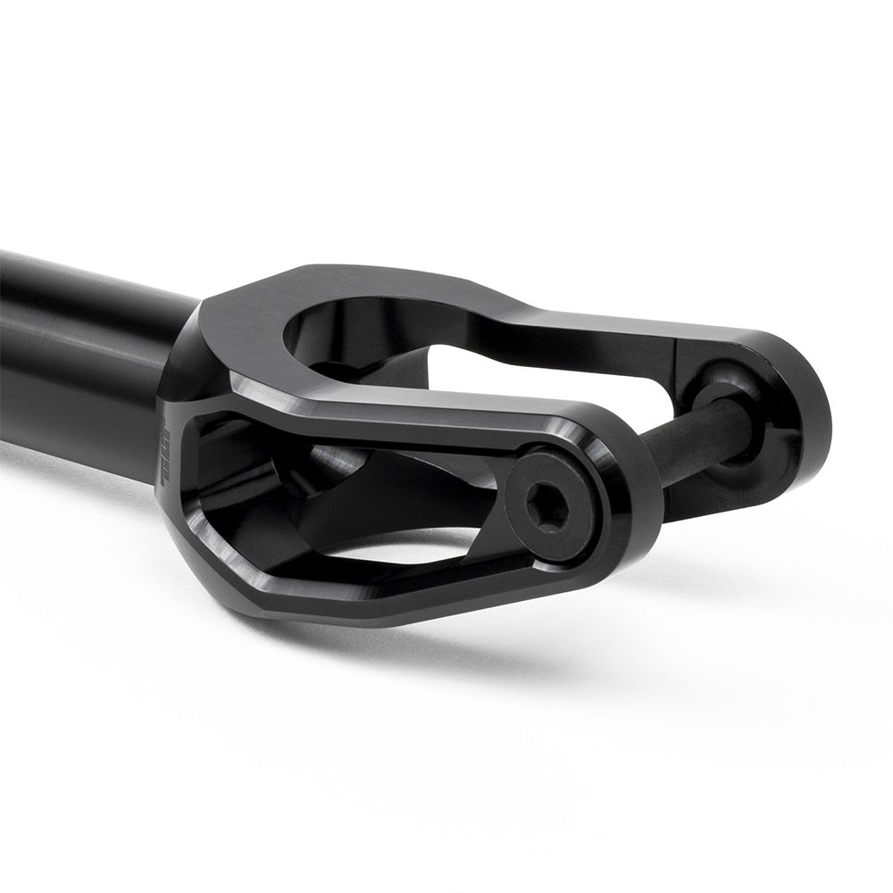 Tilt Rigid (120x30mm Compatible) - Scooter Fork Black F4 Axle Close Up