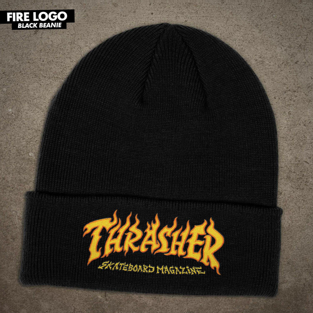 Thrasher Fire Logo Black Beanie