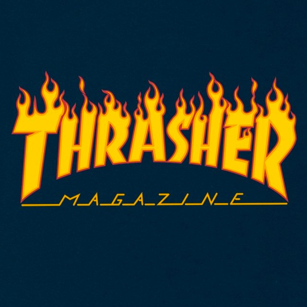 Trasher Flame Logo Navy Hoodie Logo