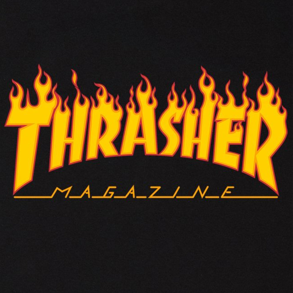 Thrasher Flame Logo Tee Black - Shirt Logo Close Up