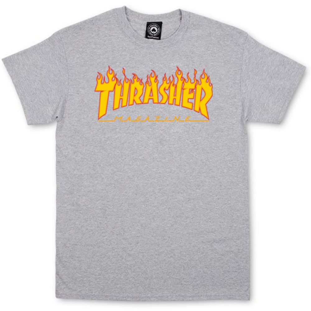 Thrasher Flame Logo Tee Heather Grey - Shirt