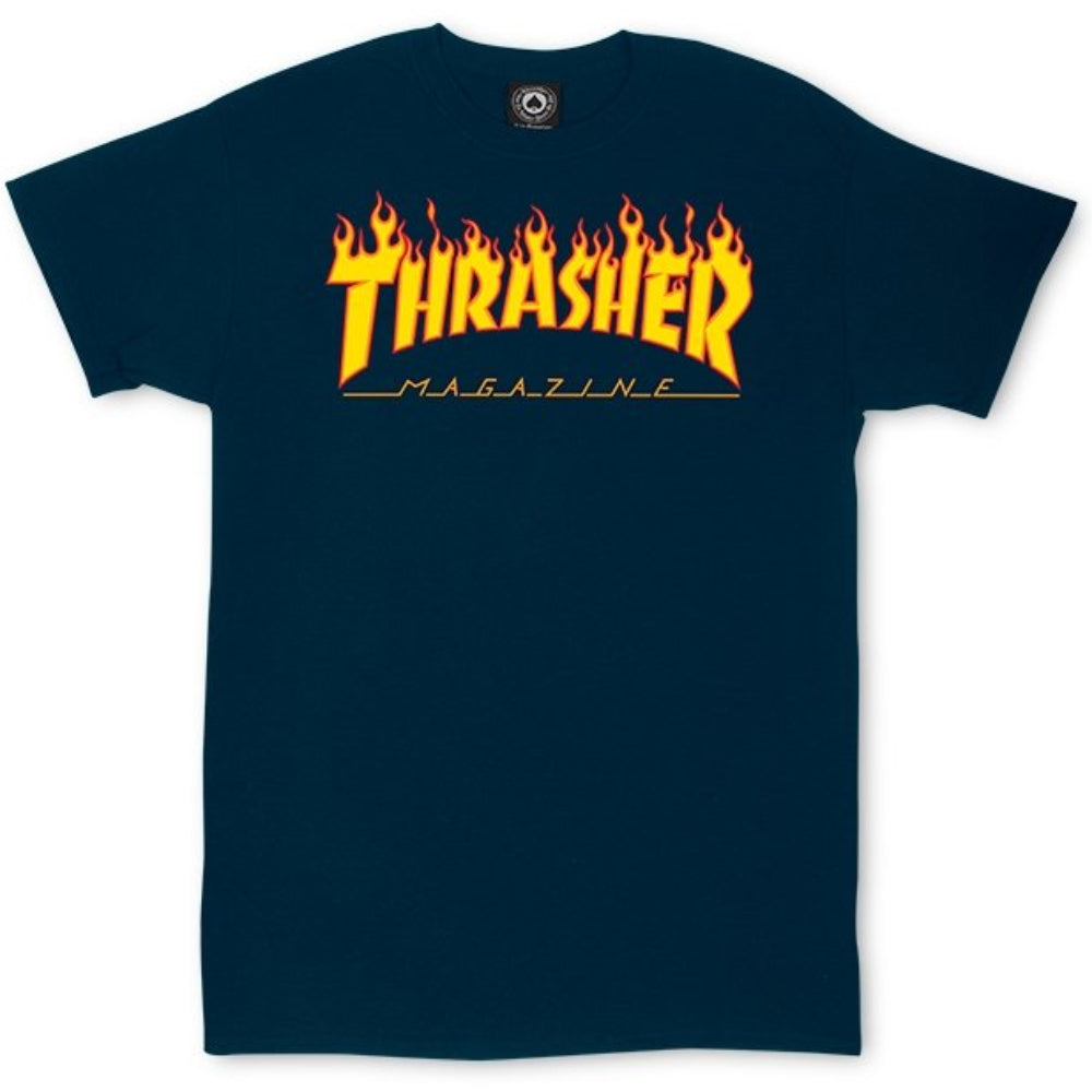 Thrasher Flame Logo Tee Navy - Shirt