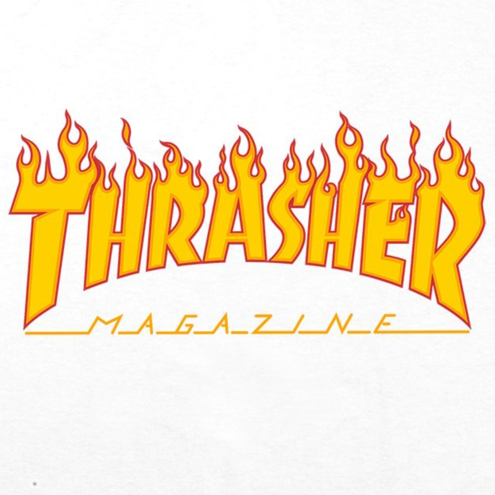 Thrasher Flame Logo Tee White - Shirt Close Up Logo
