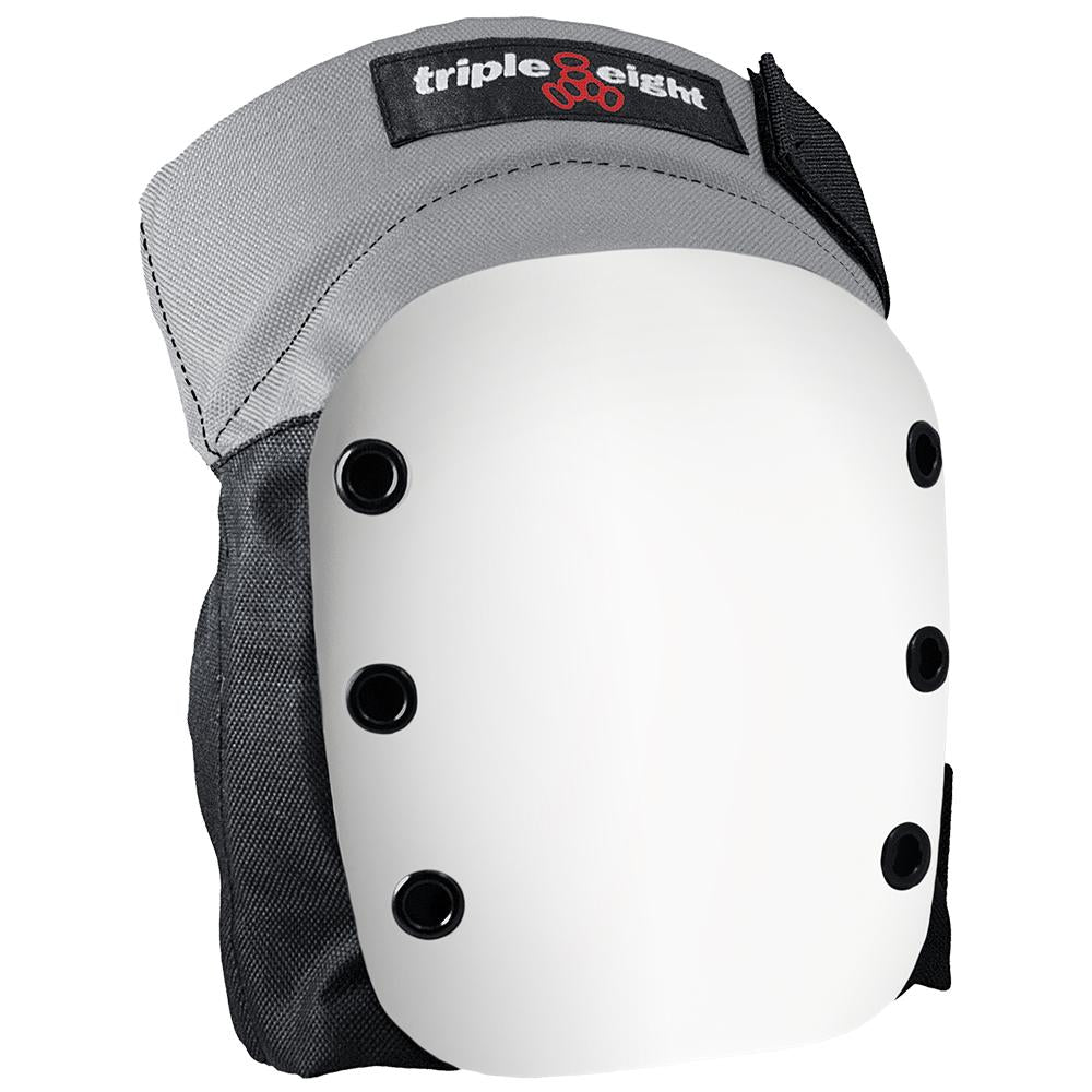 Triple 8 Street Knee Grey White Caps - Pads Front