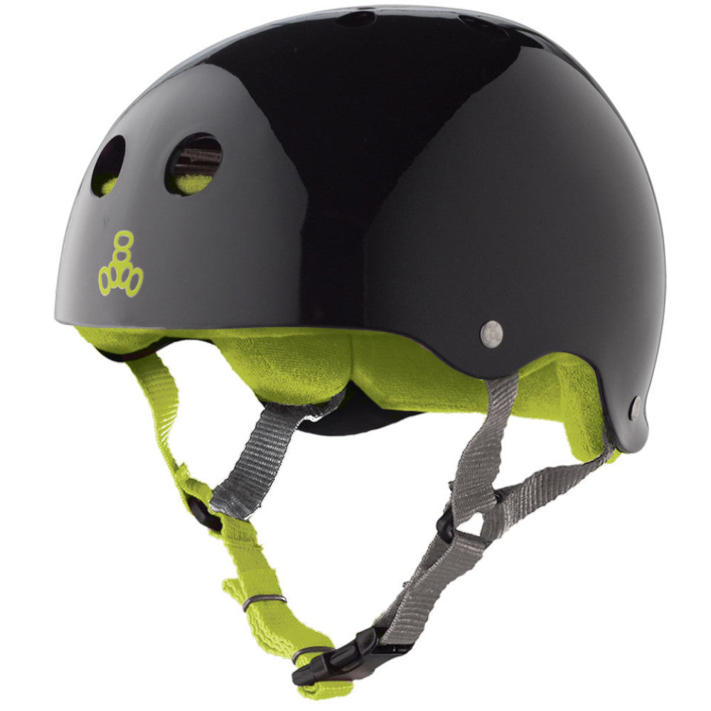 Triple 8 Sweatsaver Black Glossy W/ Green - Helmet