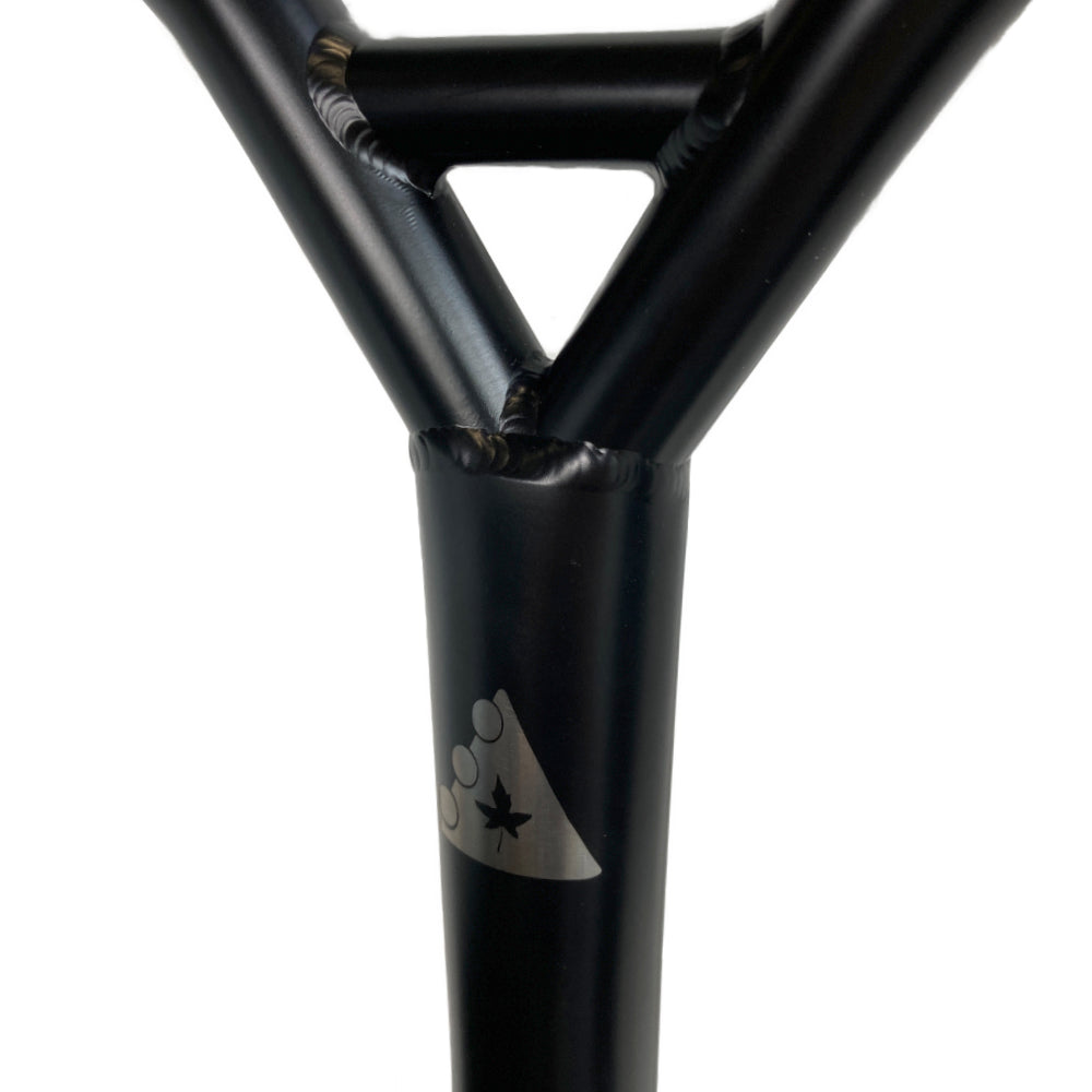 Trynyty Why Bars Grade 9 Titanium Matte Black Freestyle Scooter Bars Angle Logo Raw