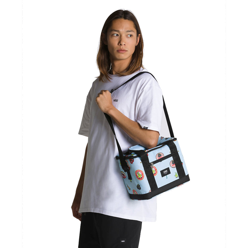 Vans Cooler Bag Blue Glow Keeping things cool just got a whole lot cooler with the Vans Cooler Bag. Featuring an exterior zipper closure and an adjustable shoulder strap, this bag is big enough to carry your daily essential while being small enough to easily tote around.